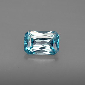 Zircão azul natural 1,35ct, corte esmeralda, VVS-VS