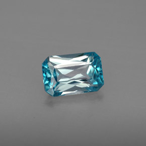 Zircão azul natural 1,35ct, corte esmeralda, VVS-VS