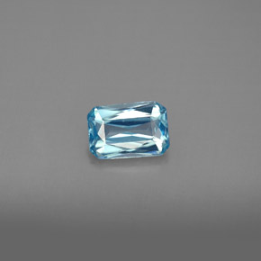 Zircão azul natural 1,20ct, corte esmeralda, VVS