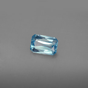 Zircão azul natural 1,20ct, corte esmeralda, VVS