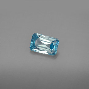 Zircão azul natural 1,31ct, corte esmeralda, VVS-VS