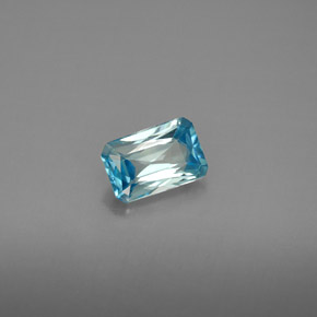 Zircão azul natural 1,31ct, corte esmeralda, VVS-VS
