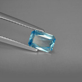 Zircão azul natural 0,93ct, corte esmeralda, VVS