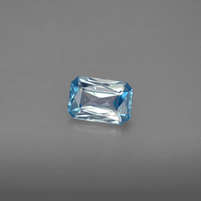 Zircão azul natural 1,20ct, corte esmeralda, VS