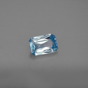 Zircão azul natural 1,20ct, corte esmeralda, VS