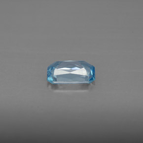 Zircão azul natural 1,20ct, corte esmeralda, VS