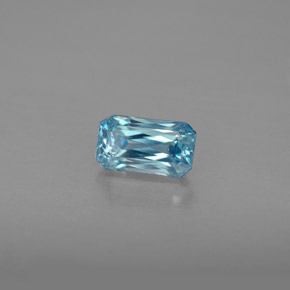 Zircão azul natural 1,27ct, corte esmeralda, VVS-VS
