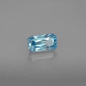 Zircão azul natural 1,27ct, corte esmeralda, VVS-VS
