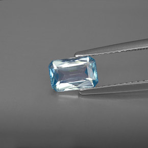 Zircão azul natural 1,22ct, corte esmeralda, VVS-VS