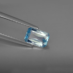 Zircão azul natural 1,22ct, corte esmeralda, VVS-VS