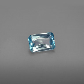 Zircão azul natural 1,23ct, corte esmeralda, VS