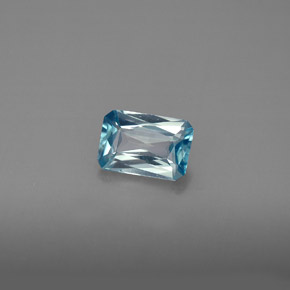 Zircão azul natural 1,23ct, corte esmeralda, VS
