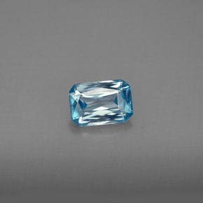 Zircão azul natural 1,27ct, corte esmeralda, VVS-VS