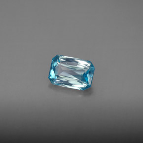 Zircão azul natural 1,27ct, corte esmeralda, VVS-VS