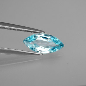 Zircão azul natural 1,30ct, marquise, VVS-VS