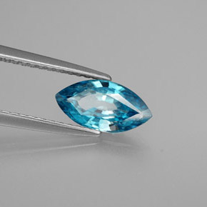 Zircão azul natural 1,51ct, marquise, VS