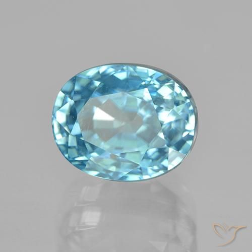 Zircão Azul Natural 7.20ct, oval, VS