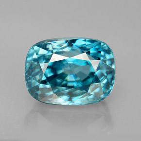 Zircão azul natural 7,57ct, almofada cortada, VVS