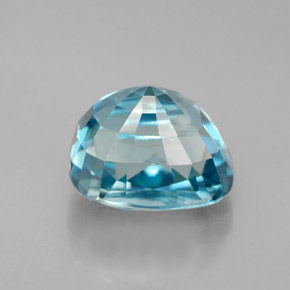 Zircão azul natural 7,57ct, almofada cortada, VVS