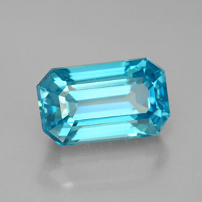 Zircão azul natural 6,46ct, corte esmeralda, VVS