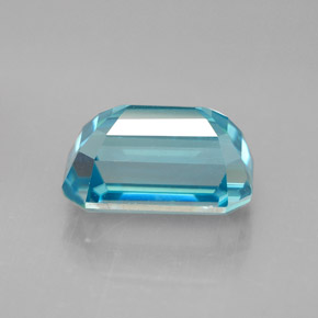Zircão azul natural 6,46ct, corte esmeralda, VVS