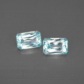 Pedras preciosas de zircão azul natural de  ct, corte esmeralda, VVS-VS