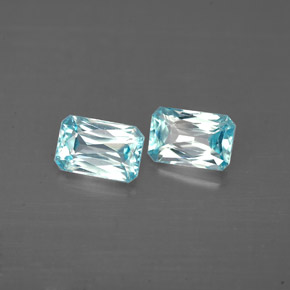 Pedras preciosas de zircão azul natural de  ct, corte esmeralda, VVS-VS