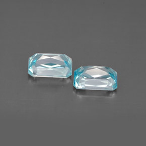 Pedras preciosas de zircão azul natural de  ct, corte esmeralda, VVS-VS