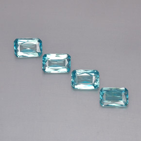 Pedras preciosas de zircão azul natural de  ct, corte esmeralda, VS