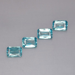 Pedras preciosas de zircão azul natural de  ct, corte esmeralda, VS