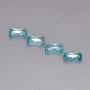 Pedras preciosas de zircão azul natural de  ct, corte esmeralda, VS