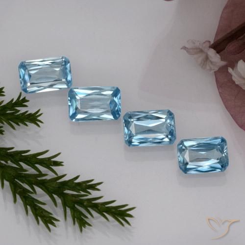 Pedras preciosas de zircão azul natural de 2,94 ct, corte esmeralda, VS