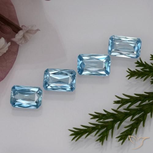 Pedras preciosas de zircão azul natural de 2,94 ct, corte esmeralda, VS
