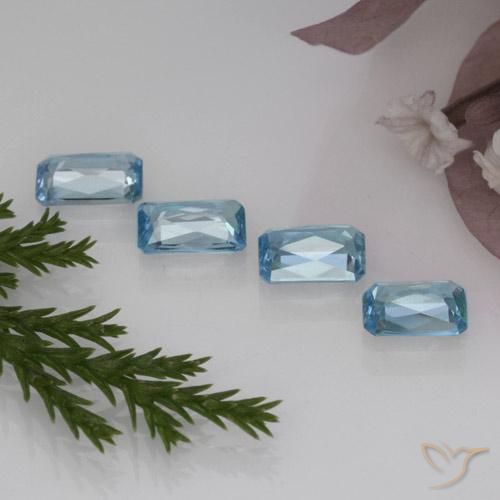 Pedras preciosas de zircão azul natural de 2,94 ct, corte esmeralda, VS