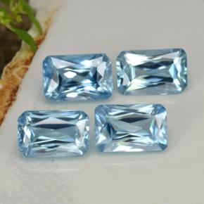 Pedras preciosas de zircão azul natural de 3,73 ct, corte esmeralda, VS