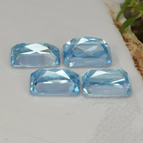 Pedras preciosas de zircão azul natural de 3,73 ct, corte esmeralda, VS