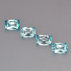 Pedras preciosas de zircão azul natural de 3,41 ct, corte esmeralda, VS