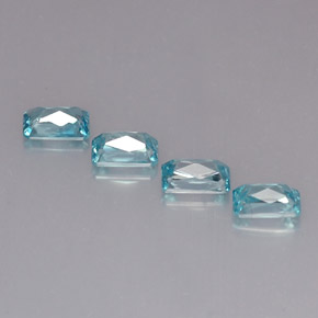 Pedras preciosas de zircão azul natural de 3,41 ct, corte esmeralda, VS