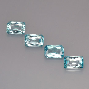 Pedras preciosas de zircão azul natural de  ct, corte esmeralda, VS
