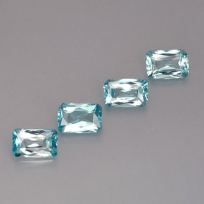 Pedras preciosas de zircão azul natural de  ct, corte esmeralda, VS