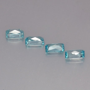 Pedras preciosas de zircão azul natural de  ct, corte esmeralda, VS