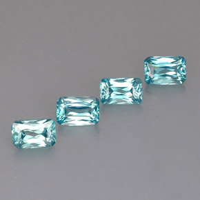 Pedras preciosas de zircão azul natural de  ct, corte esmeralda, VS