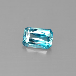 Zircão azul natural 0,78ct, corte esmeralda, VS
