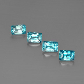 Pedras preciosas de zircão azul natural de  ct, corte esmeralda, VS