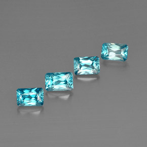 Pedras preciosas de zircão azul natural de  ct, corte esmeralda, VS