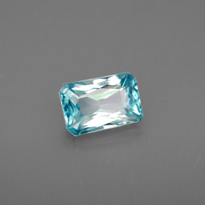 Zircão azul natural 1,53ct, corte esmeralda, VVS-VS
