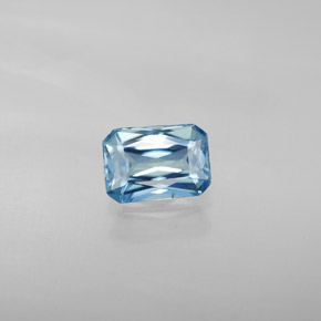 Zircão azul natural 1,30ct, corte esmeralda, VVS-VS