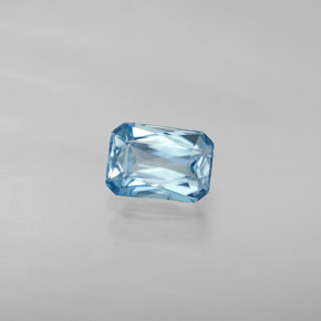 Zircão azul natural 1,30ct, corte esmeralda, VVS-VS