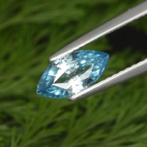 Zircão azul natural 1,42ct, marquise, VVS