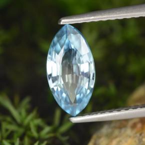 Zircão azul natural 1,52ct, marquise, VVS
